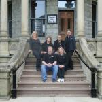 Ohio State Paranormal Society at the Ohio State Reformatory in Mansfield, Ohio in May, 2014 (Back Row From Left to Right: Sherry Morgan, Julie Starrett, Tami Beckel and Amy Cole. Seated in Front: Patrick Starrett and Bobbi Licitri)