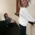 OSPS Managers, Julie Starrett and Bobbi Licitri, painting the new retail space for Bath Works by Bobbi.